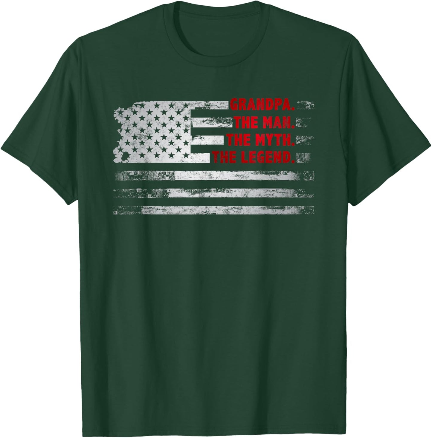 Grandpa The Man Myth Legend American USA Flag Father’s Day T-Shirt - T-Shirt | Forest