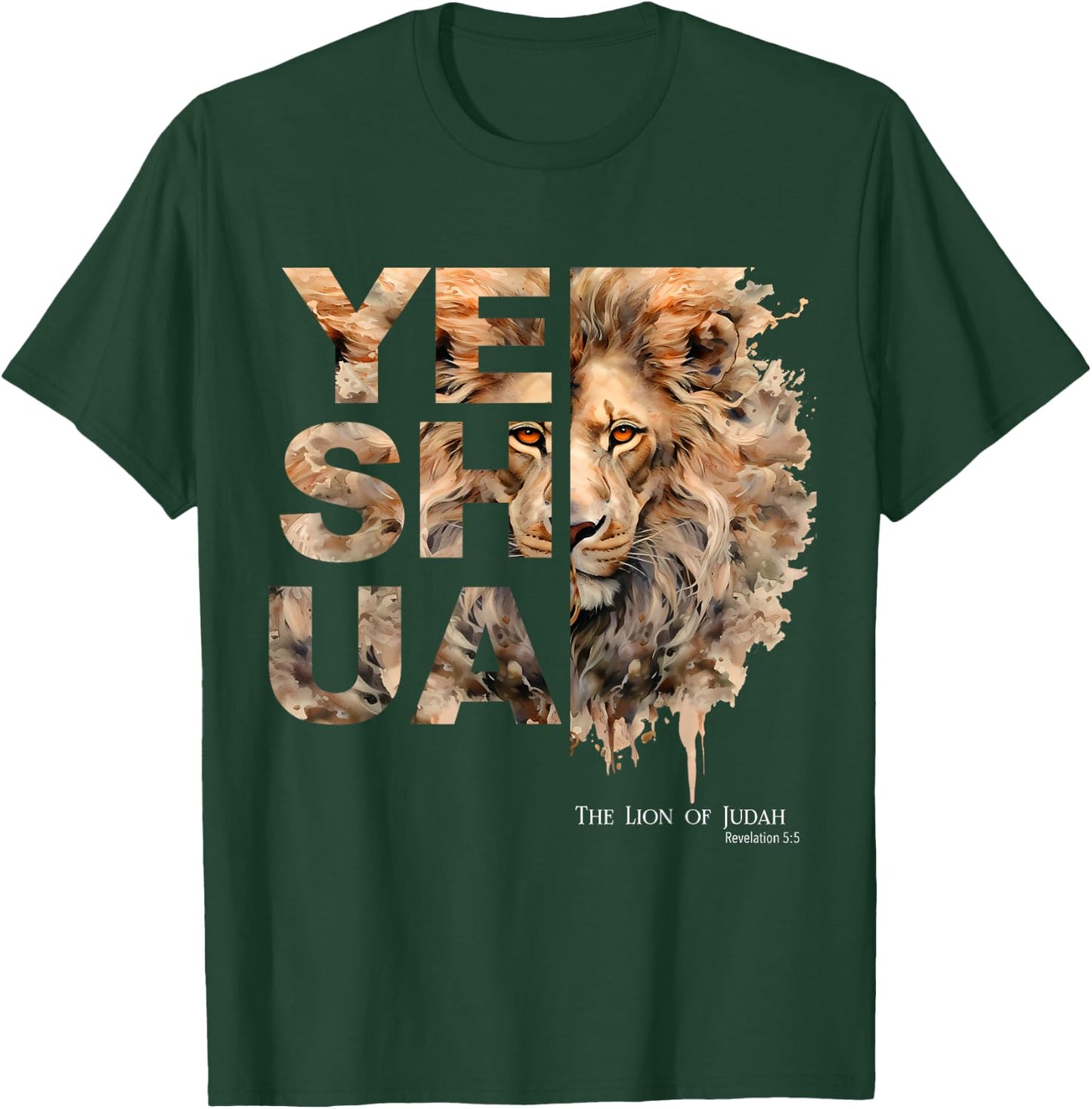 Yeshua, Lion of Judah, Jesus, God, Bible Verse, Revelation T-Shirt - T-Shirt | Forest