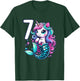 Unicorn Mermaid 7th Birthday 7 Year Old Party Girls Outfit T-Shirt - T-Shirt | Forest