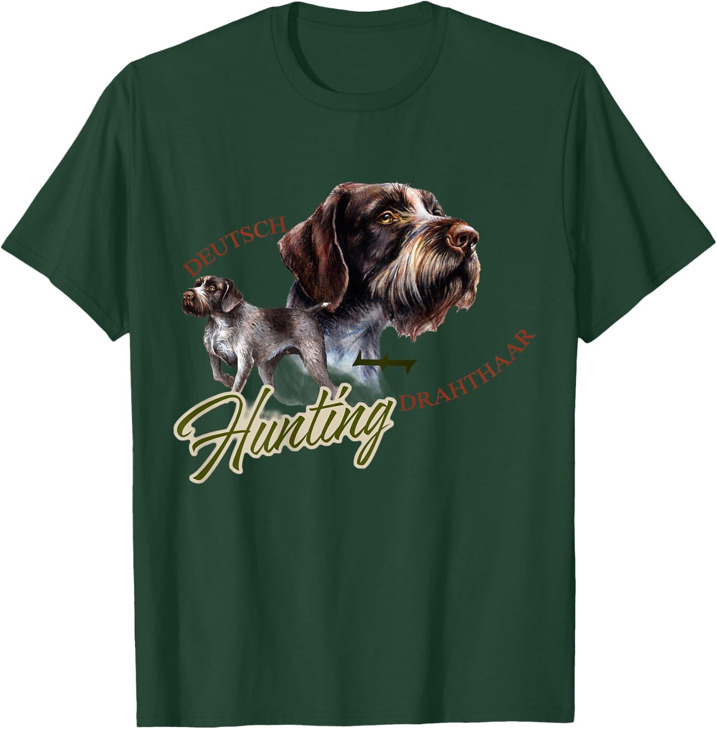German Wirehaired Pointer Deutsch Drahthaar Back T-Shirt - T-Shirt | Forest