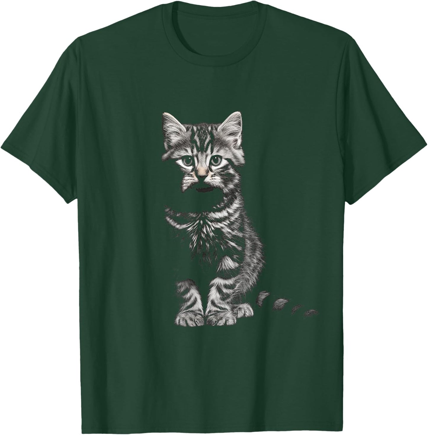 Cat Portrait Illustration Animal Art Graphic Motif Cat T-Shirt - T-Shirt | Forest