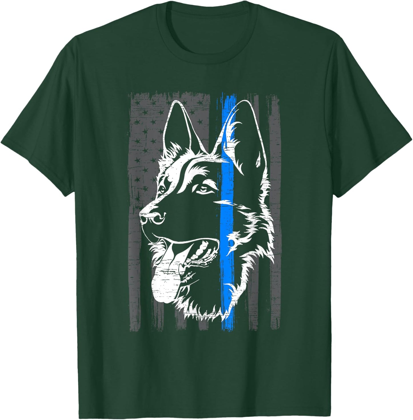 Thin Blue Line K9 Dog Law Enforcement Police Dog Policeman T-Shirt - T-Shirt | Forest