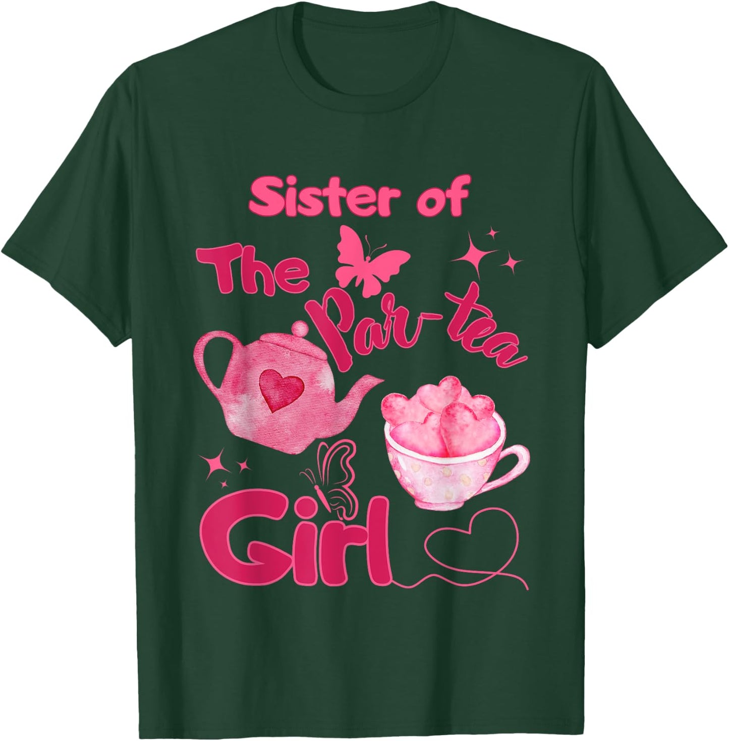 Sister of Par-tea Girl 2nd Birthday Tea for Two Bday Party T-Shirt - T-Shirt | Forest