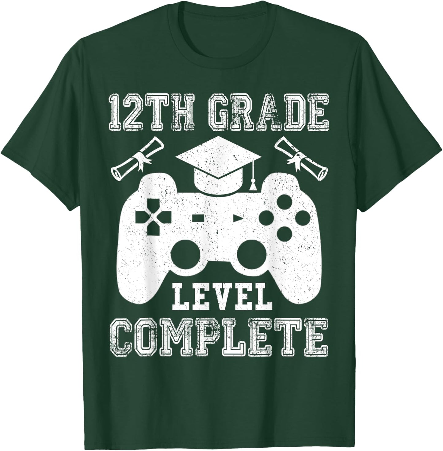 12th Grade Level Complete Gamer Class Of 2024 Graduation T-Shirt - T-Shirt | Forest