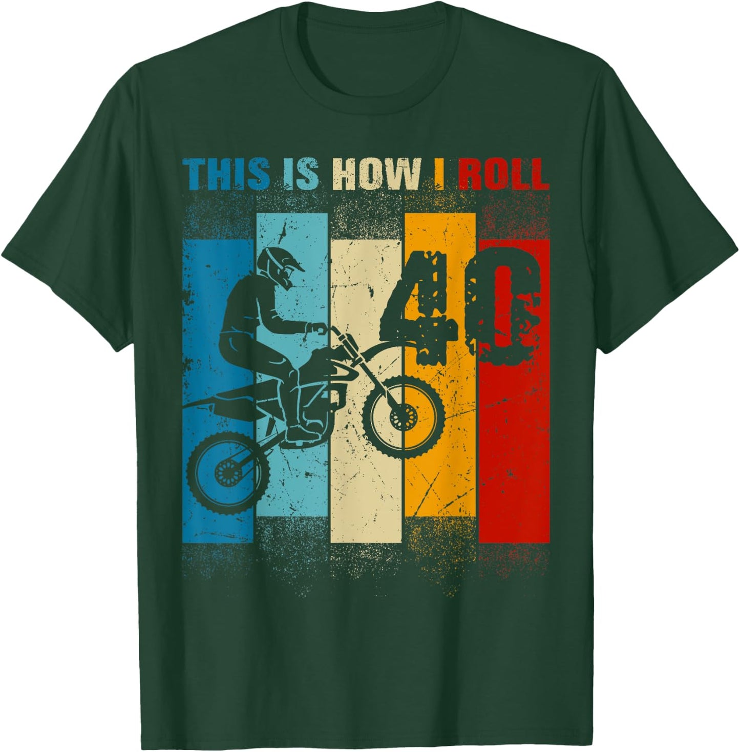 40 Year Old Birthday Boy Motocross 40thB-Day Dirt Bike T-Shirt - T-Shirt | Forest