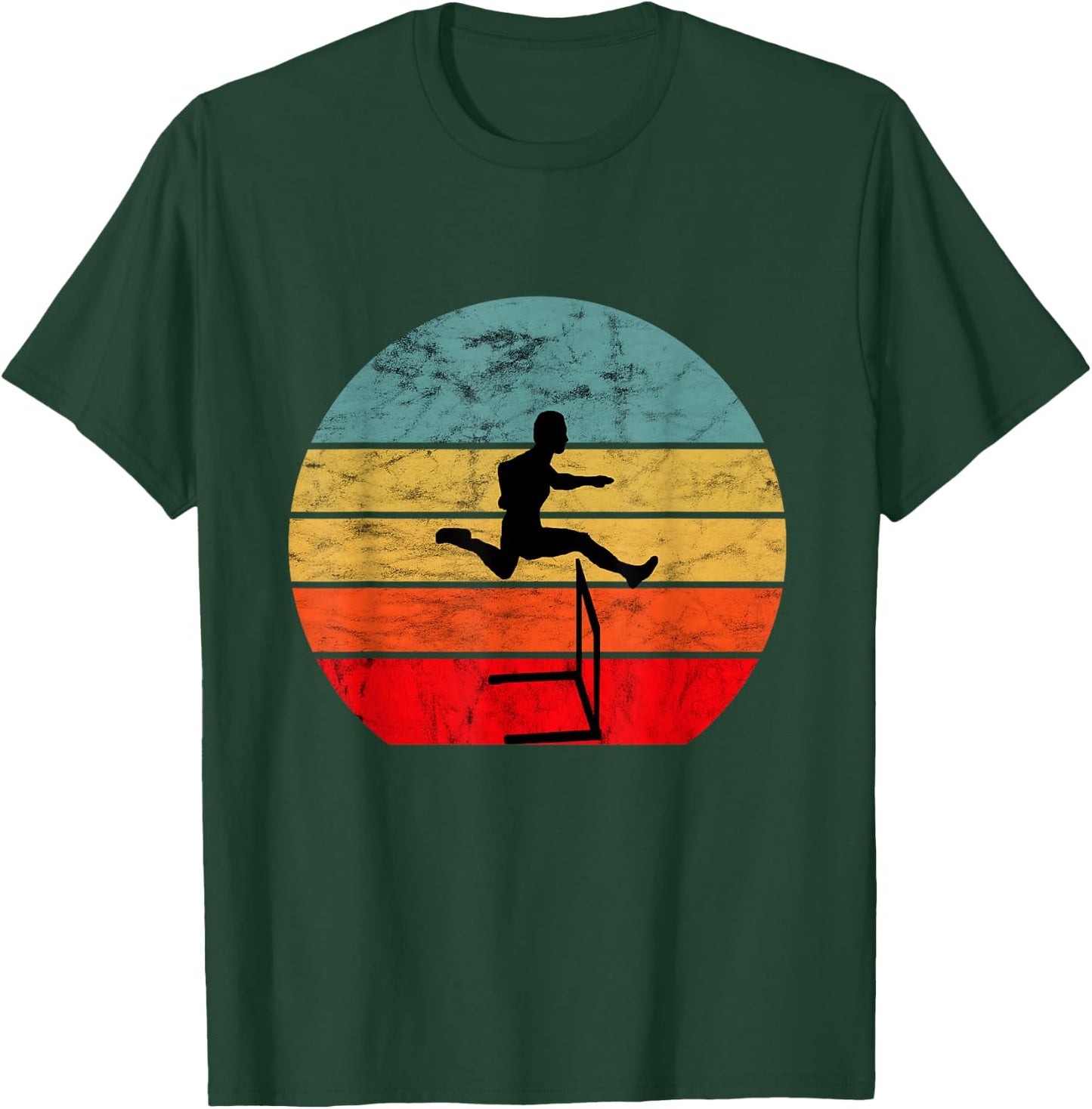 Hurdle Runner Retro Vintage Sunset Hurdle Run T-Shirt - T-Shirt | Forest