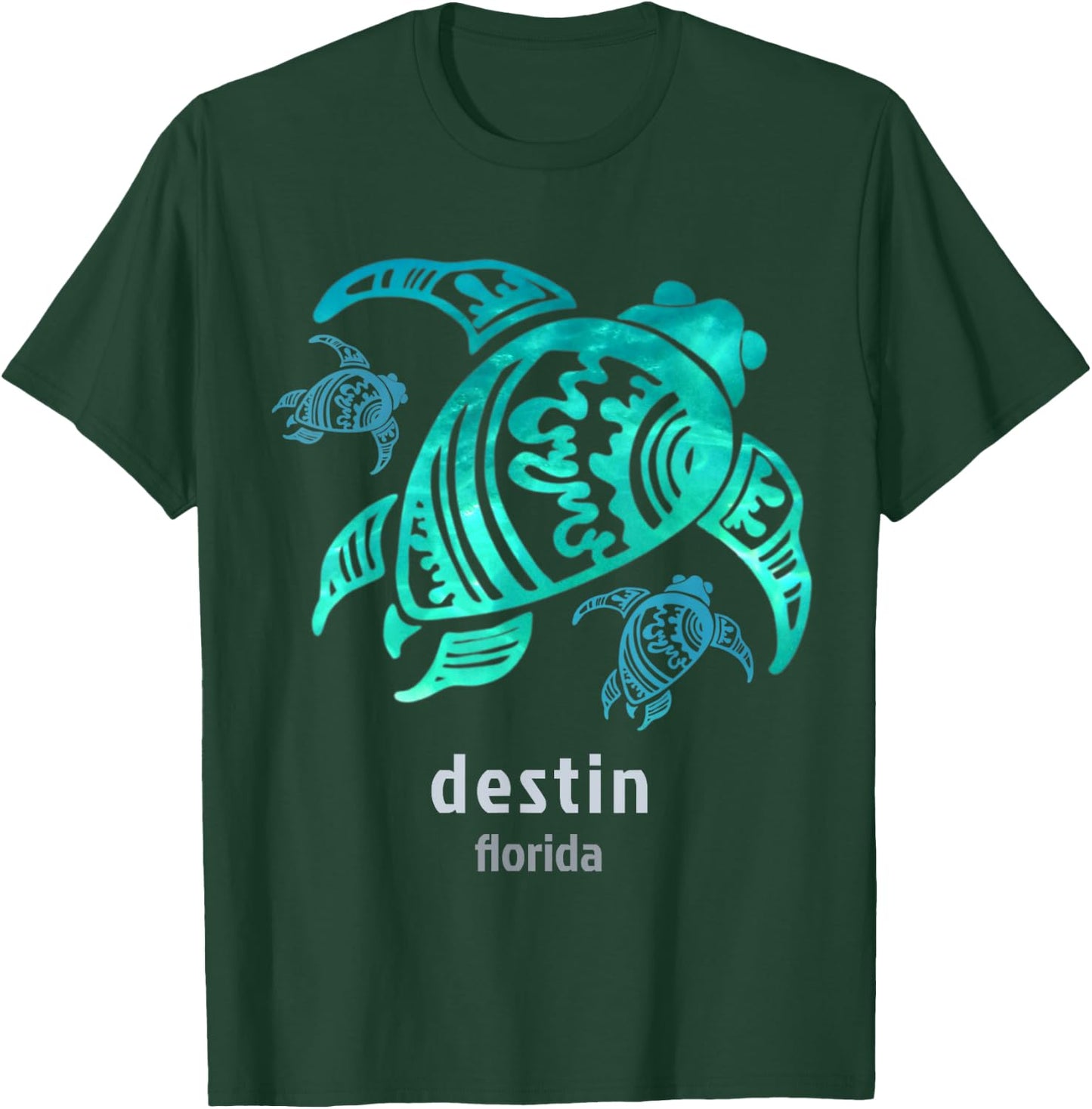 Destin Florida Sea Blue Tribal Turtle T-Shirt - T-Shirt | Forest