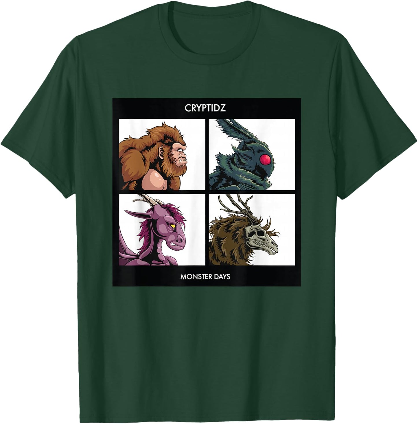 Cryptids Monster Days Bigfoot Mothman Jersey Devil Wendigo T-Shirt - T-Shirt | Forest