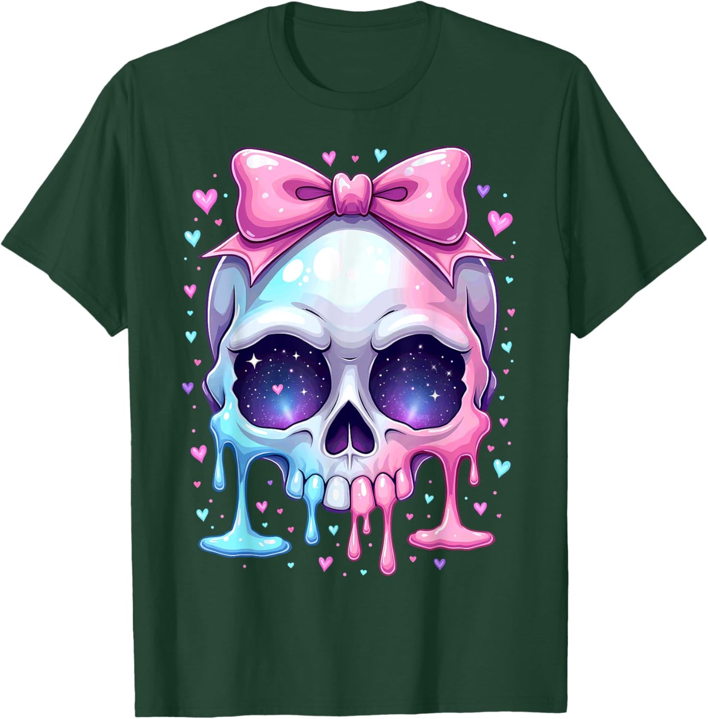 Kawaii Pastel Goth Creepy Bowtie Girl Skull Halloween T-Shirt - T-Shirt | Forest