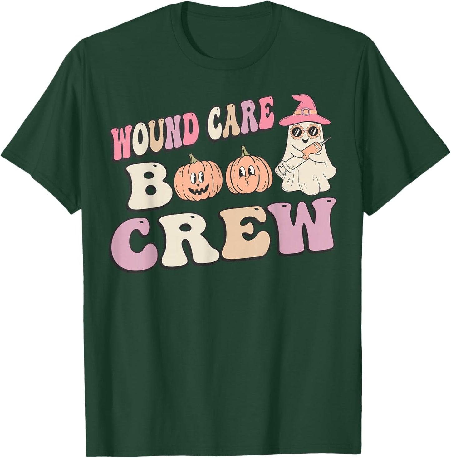 Groovy Boo Crew Wound Care Funny Ghost Halloween Nurse T-Shirt - T-Shirt | Forest