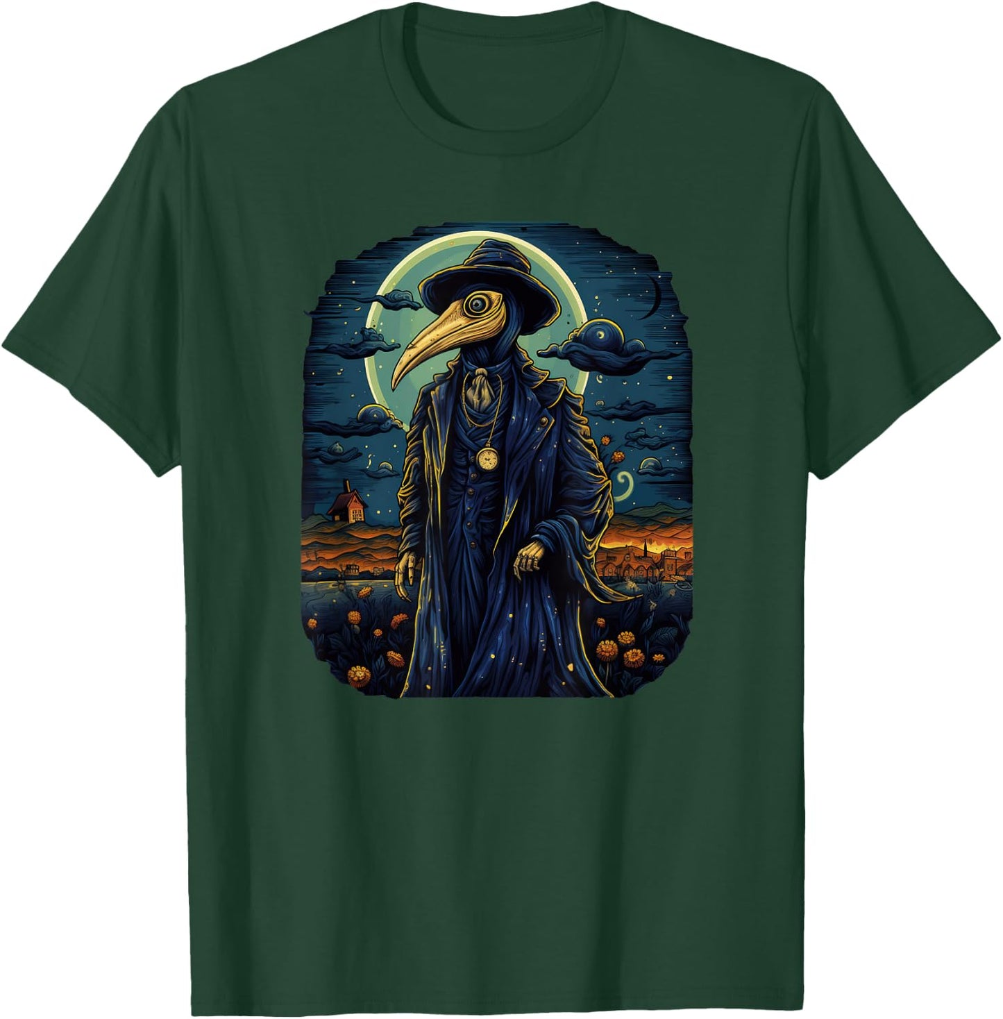 Funny Plague Doctor Starry Night Van Gogh leeches medical T-Shirt - T-Shirt | Forest