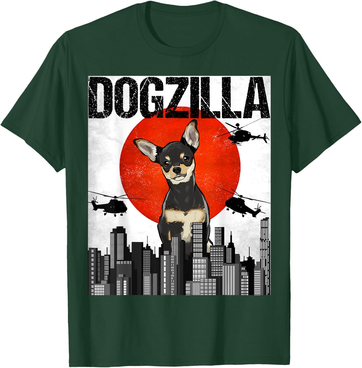 Funny Vintage Japanese Dogzilla Black Chihuahua T-Shirt - T-Shirt | Forest