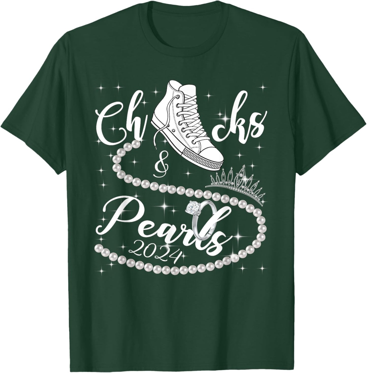 Chucks And Pearls 2024 Kamala Harris 2024 Vote For President T-Shirt - T-Shirt | Forest
