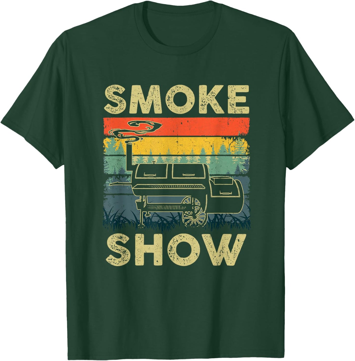 Smoke Show Funny Bbq Smoker Grilling Meat Smoking Retro T-Shirt - T-Shirt | Forest