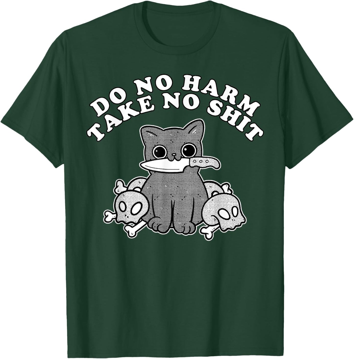 Vintage Retro Do No Harm Take No Shit Funny Cat Humor Gift Men Women T-Shirt - T-Shirt | Forest
