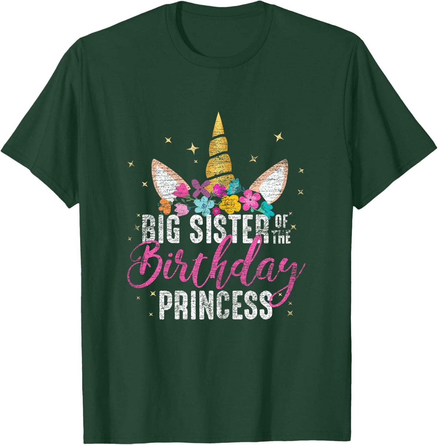 Big Sister Of The Birthday Princess Gift Unicorn Birthday T-Shirt - T-Shirt | Forest
