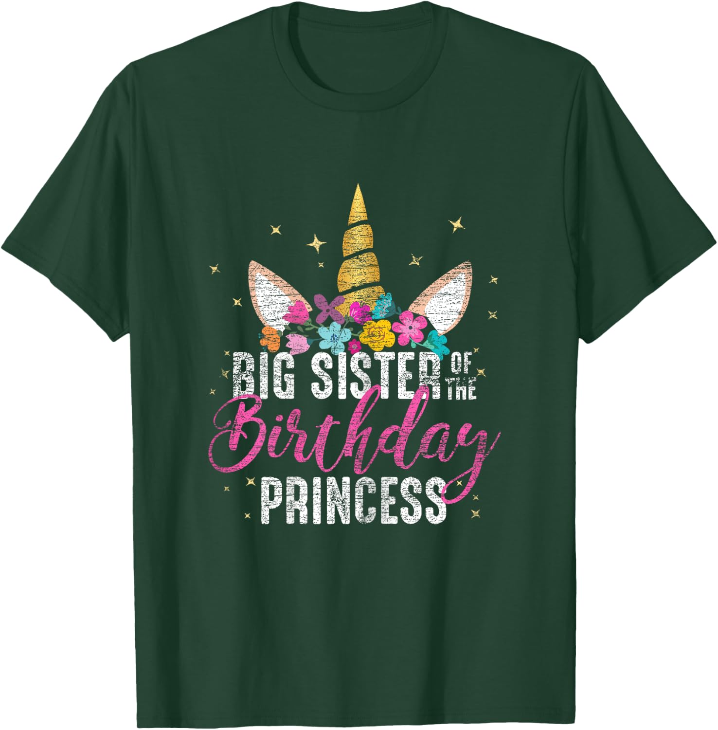 Big Sister Of The Birthday Princess Gift Unicorn Birthday T-Shirt - T-Shirt | Forest