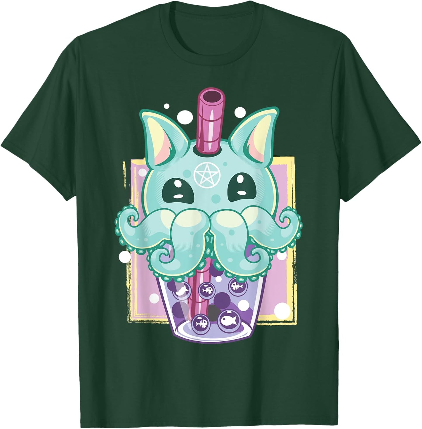 Kawaii Pastel Goth Creepy Creature Boba Bubble Tea Vaporwave T-Shirt - T-Shirt | Forest