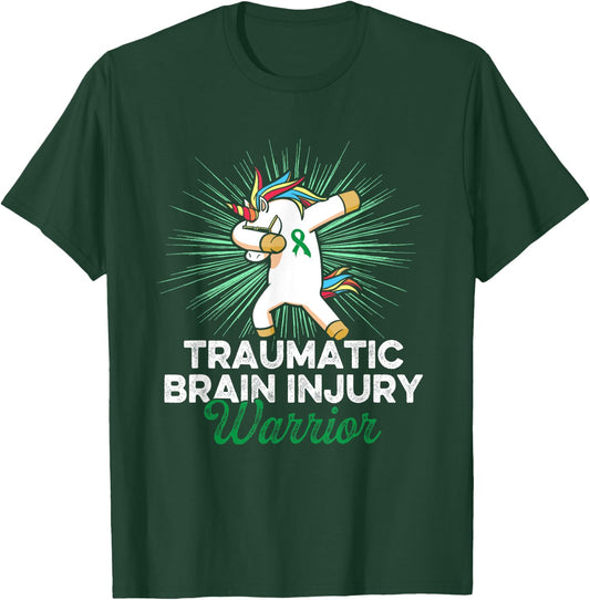 Traumatic Brain Injury Survivor Unicorn TBI Warrior T-Shirt - T-Shirt | Forest