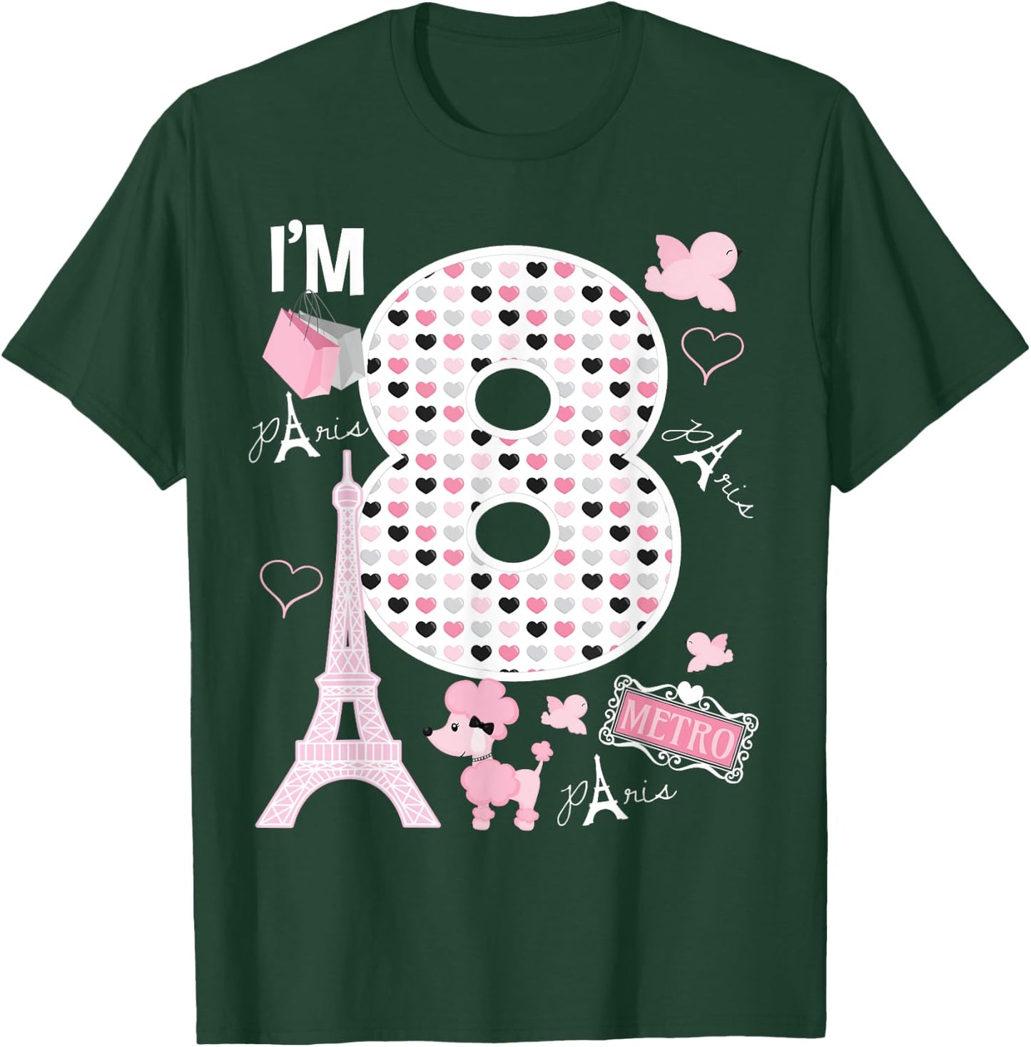 Paris 8th Birthday Girl Paris 8 Year Old Matching Family T-Shirt - T-Shirt | Forest