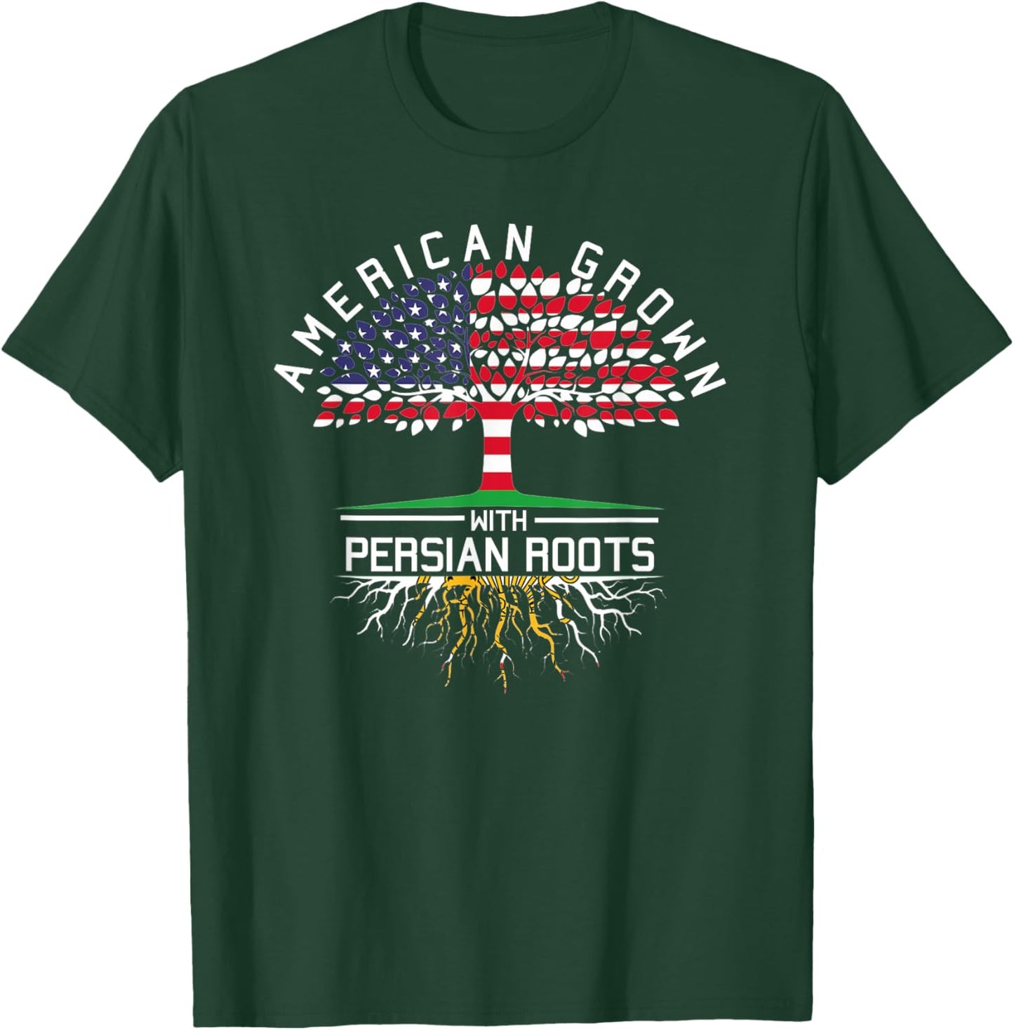 American Grown with Persian Roots - Persia USA Flag Tree T-Shirt - T-Shirt | Forest