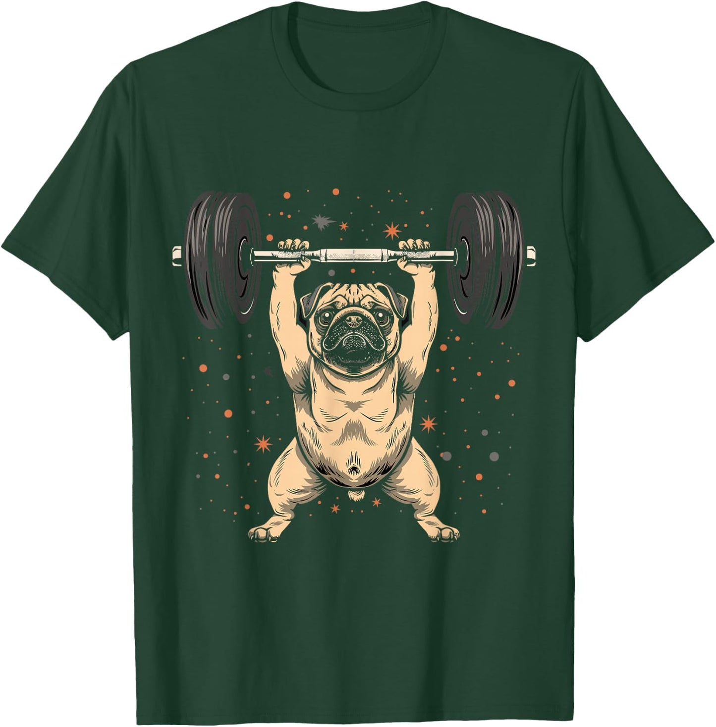 Pug Weightlifting Funny Deadlift Men Fitness Gym Workout T-Shirt - T-Shirt | Forest