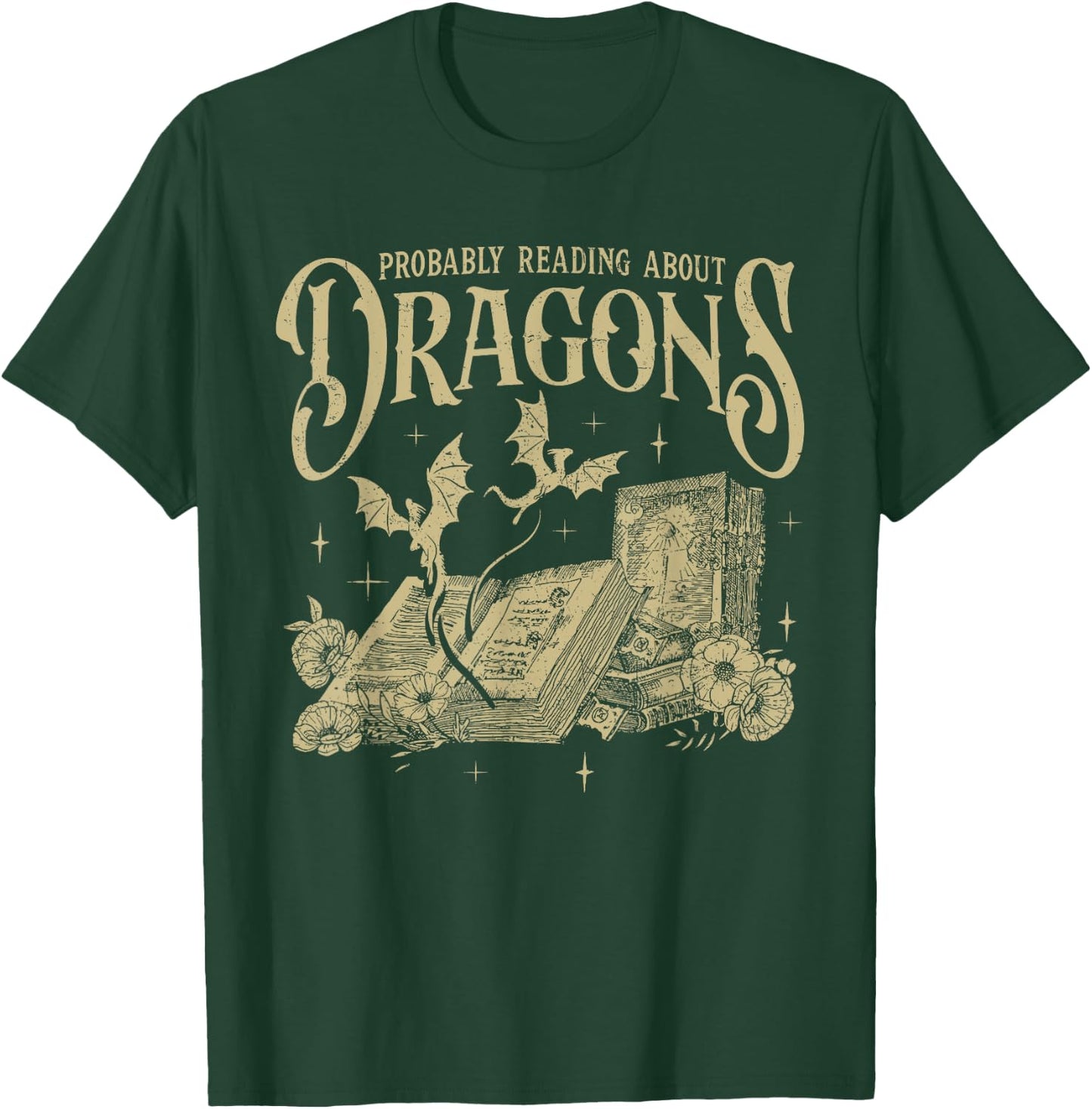 Romantasy Reader Book Reading Probably Reading About Dragons T-Shirt - T-Shirt | Forest