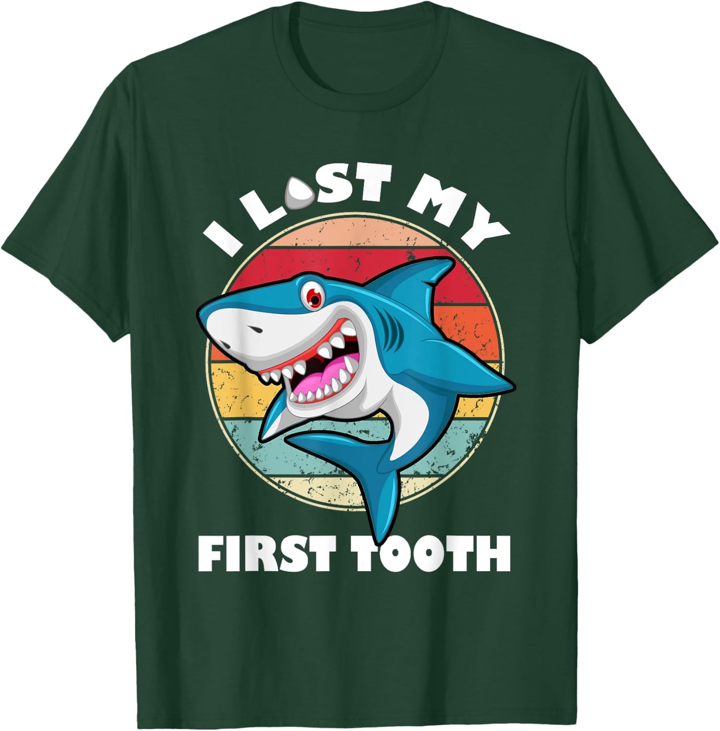 Funny Tooth Vintage Shark I Lost My First Tooth Kids T-Shirt - T-Shirt | Forest