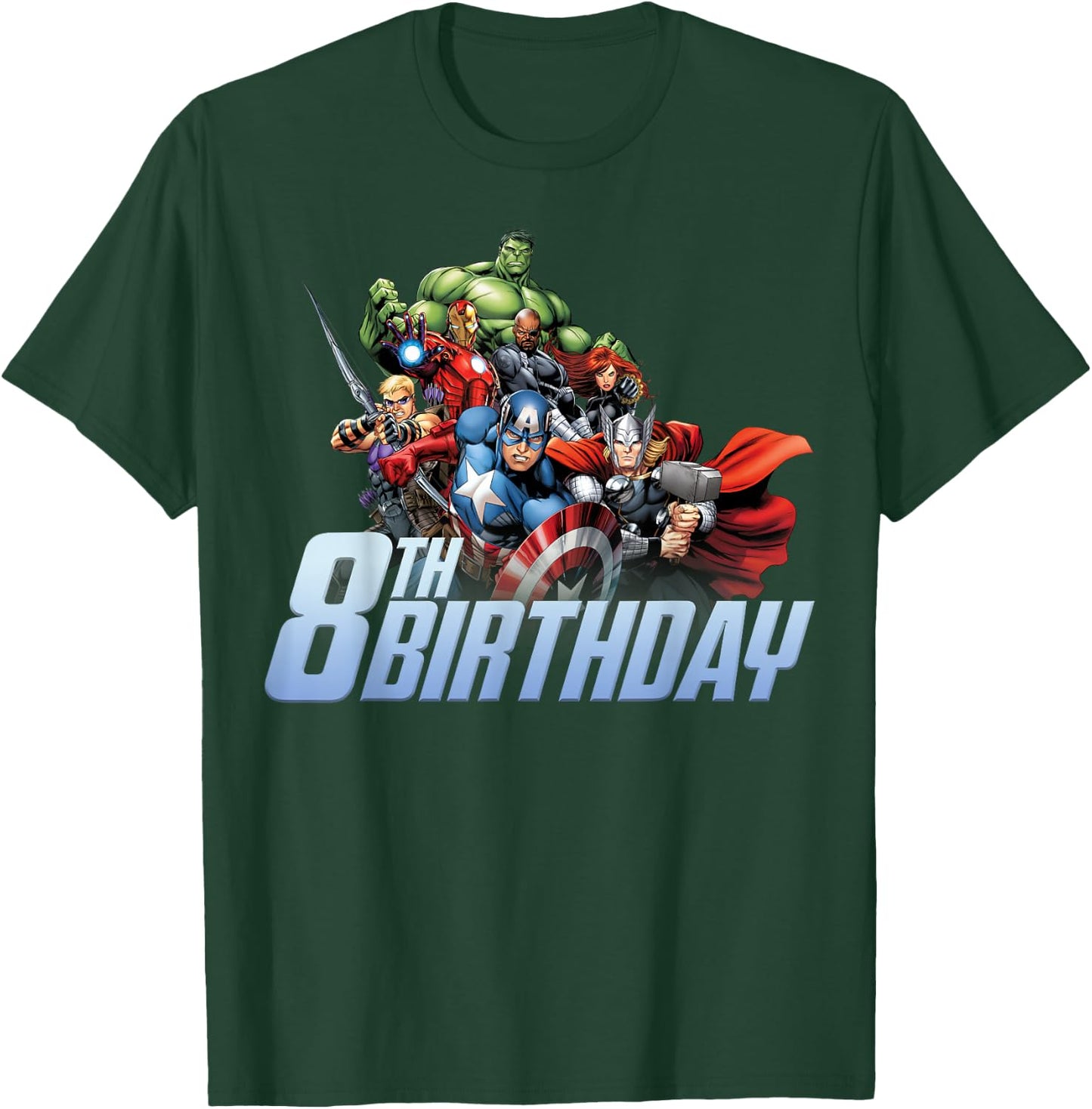 Marvel Avengers Action Shot 8th Birthday T-Shirt - T-Shirt | Forest