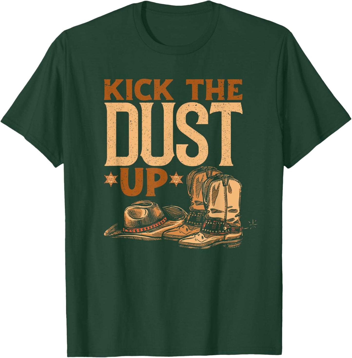 Kick The Dust Up - Vintage Cowboys Western Line Dancing T-Shirt - T-Shirt | Forest