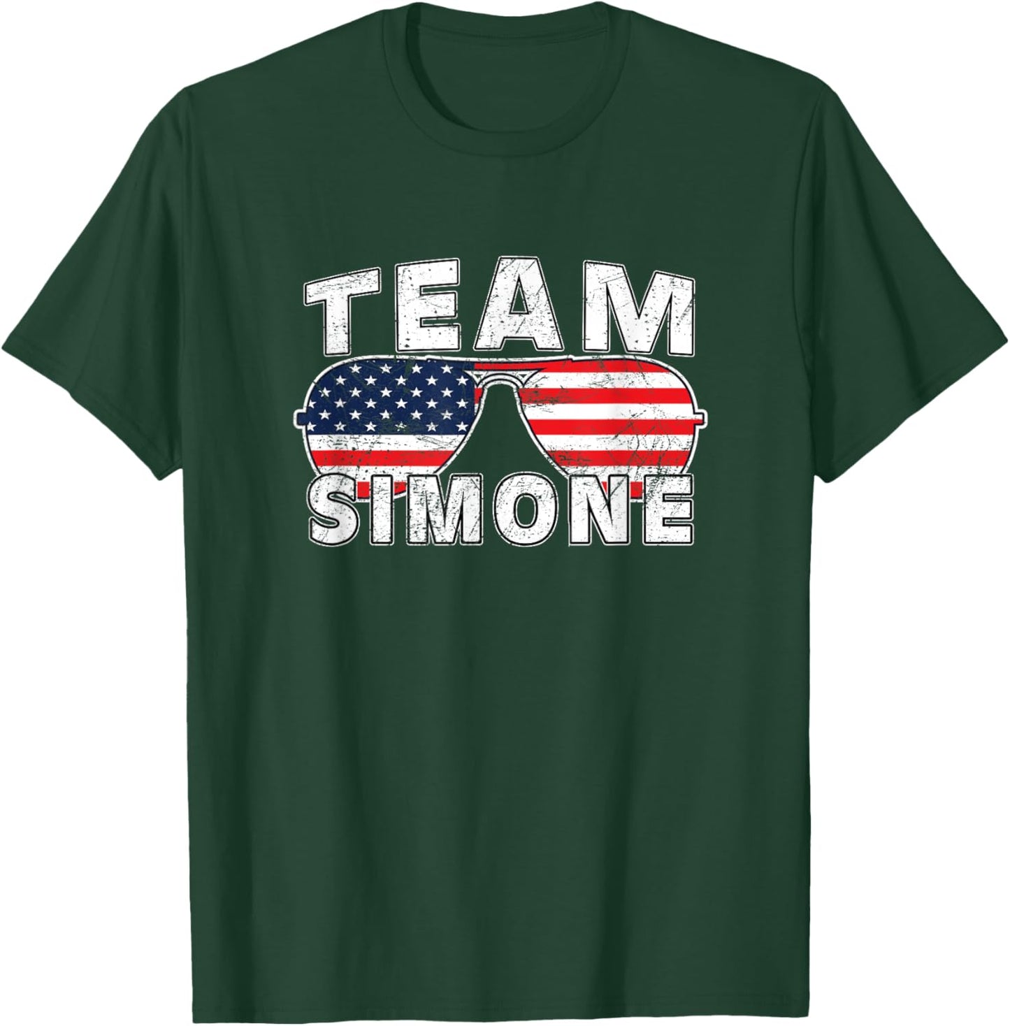 Team Simone Shirt USA Flag Sunglasses Support Vintage Style T-Shirt - T-Shirt | Forest