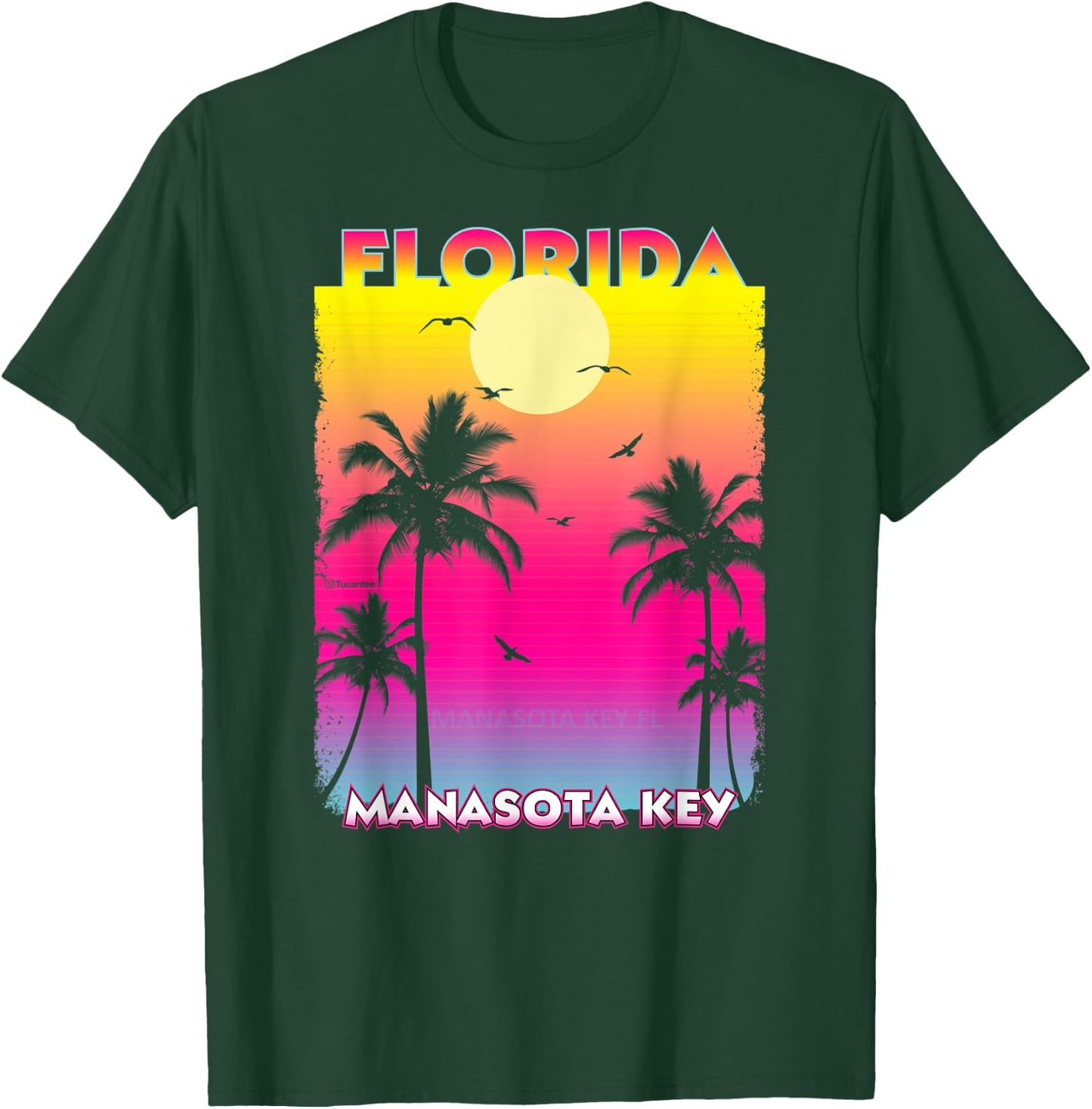 Manasota key Florida Fl summer vintage Sunset T-Shirt - T-Shirt | Forest