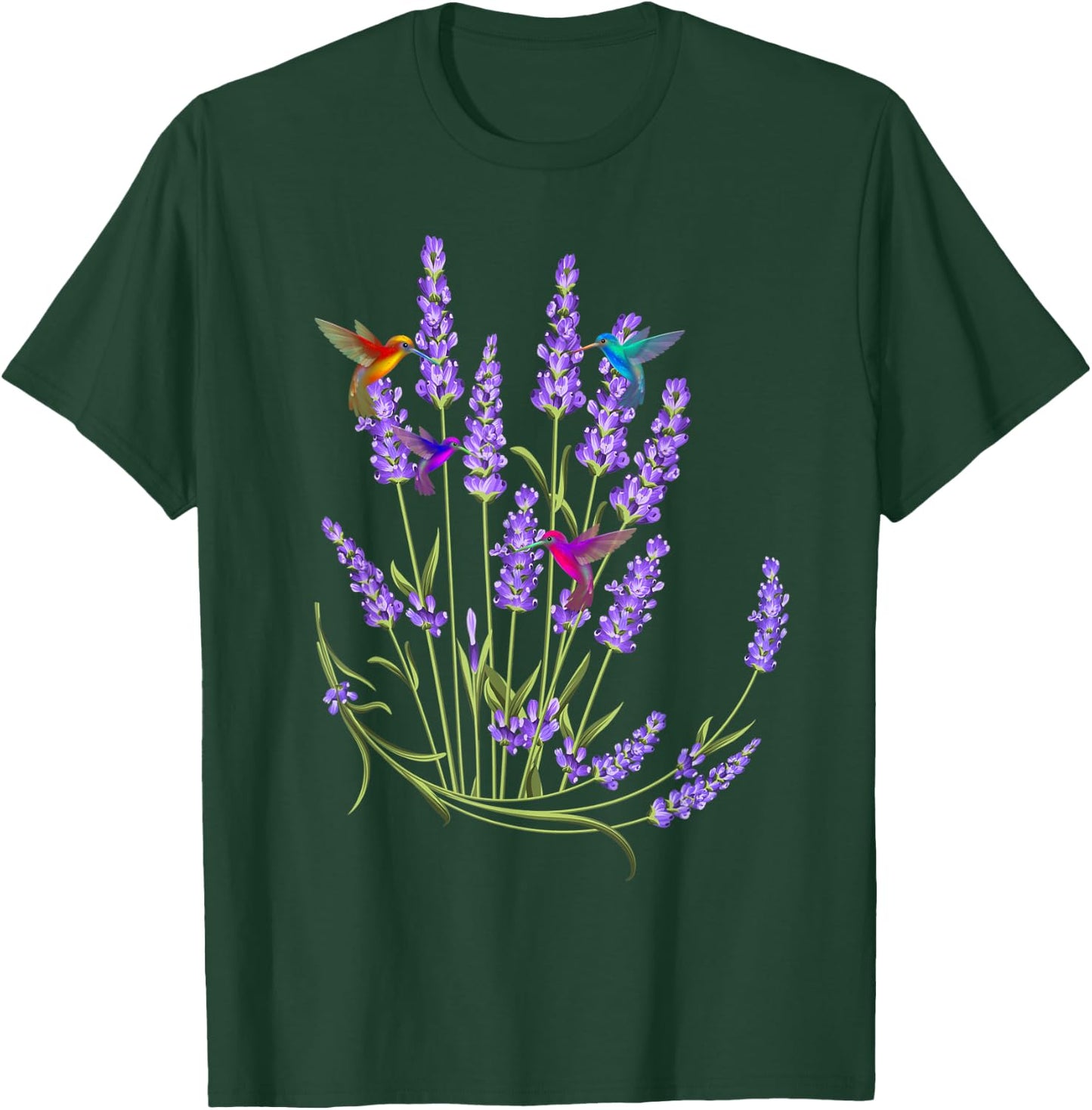 Hummingbird Playing With Flowers Funny Humming Bird Lovers T-Shirt - T-Shirt | Forest
