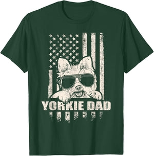 Yorkie Dad Cool Vintage Retro Proud American T-Shirt - T-Shirt | Forest