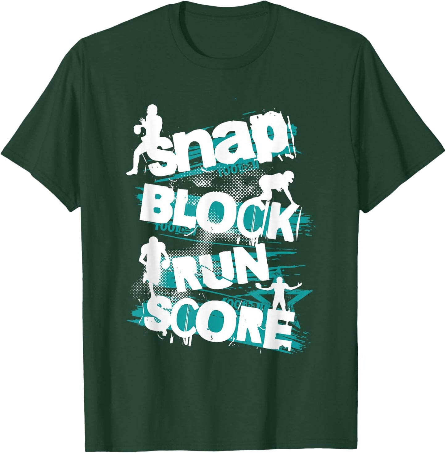 White and Teal Football Sport Fan Grungy Graphic T-Shirt - T-Shirt | Forest