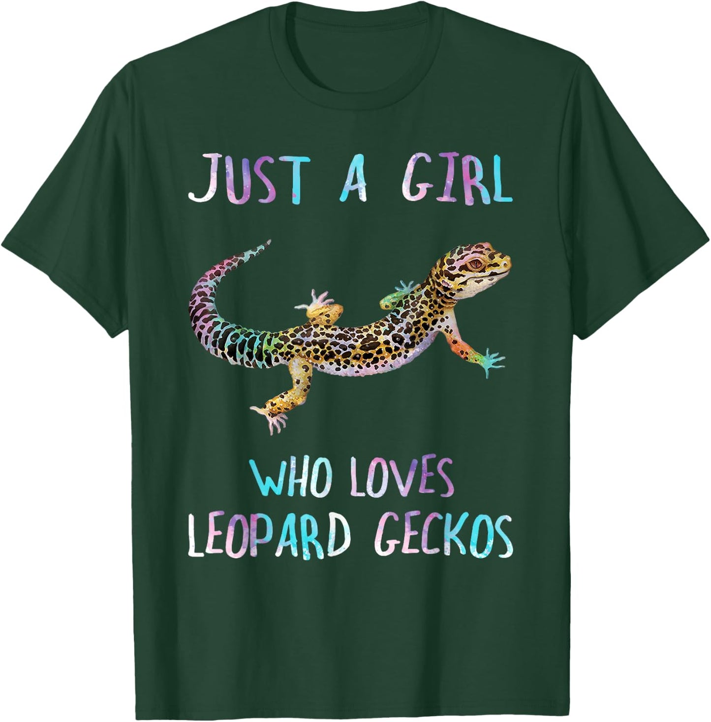 Cute Watercolor Lizard Just A Girl Who Loves Leopard Geckos T-Shirt - T-Shirt | Forest