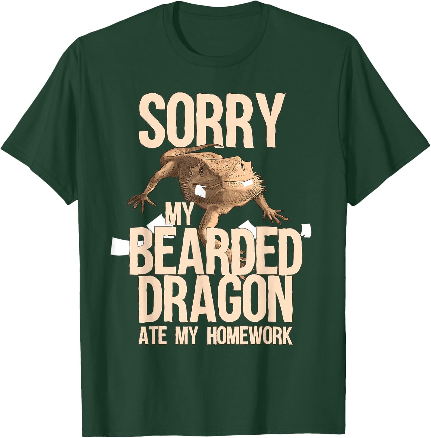 Funny Bearded Dragon Gift Men Women Kid Cool Homework Gag T-Shirt - T-Shirt | Forest