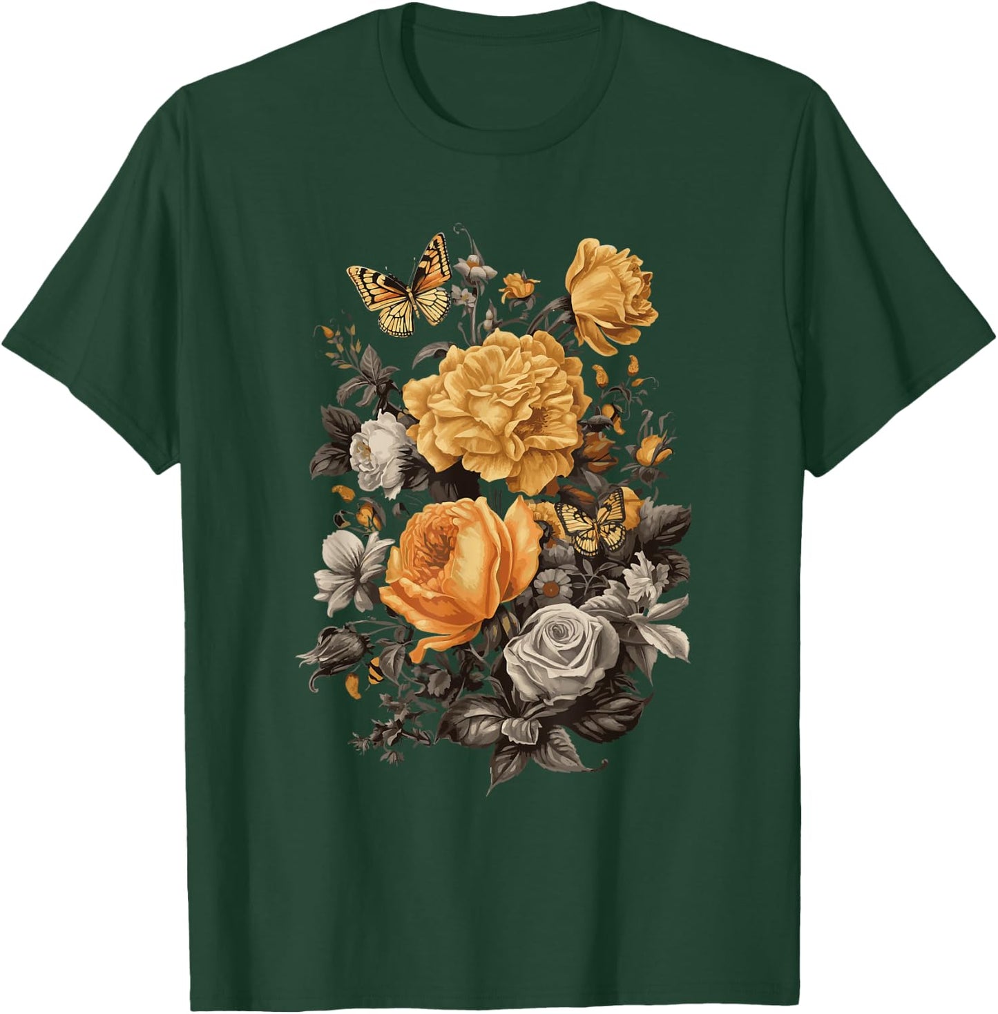Vintage Flowers Floral Pressed Flower T-Shirt - T-Shirt | Forest
