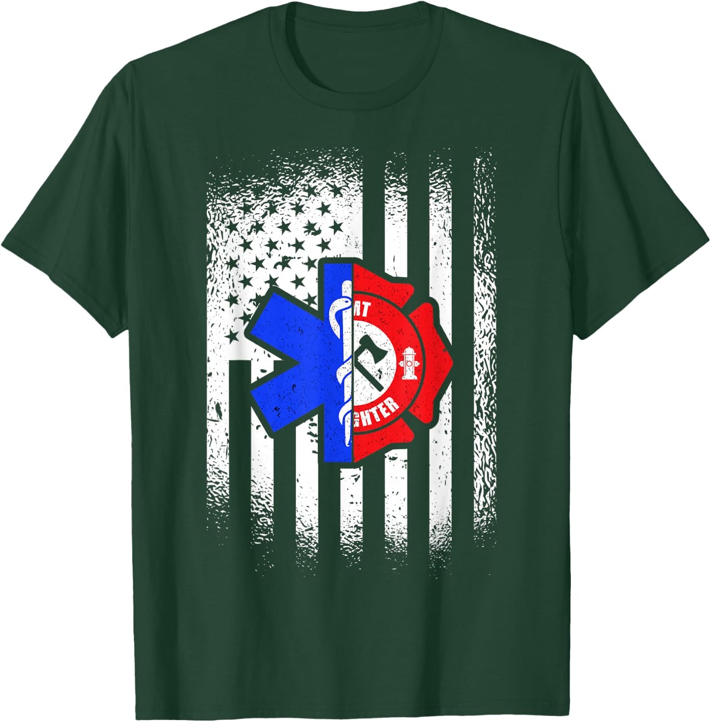 EMT American Flag First Responder Paramedic T-Shirt - T-Shirt | Forest