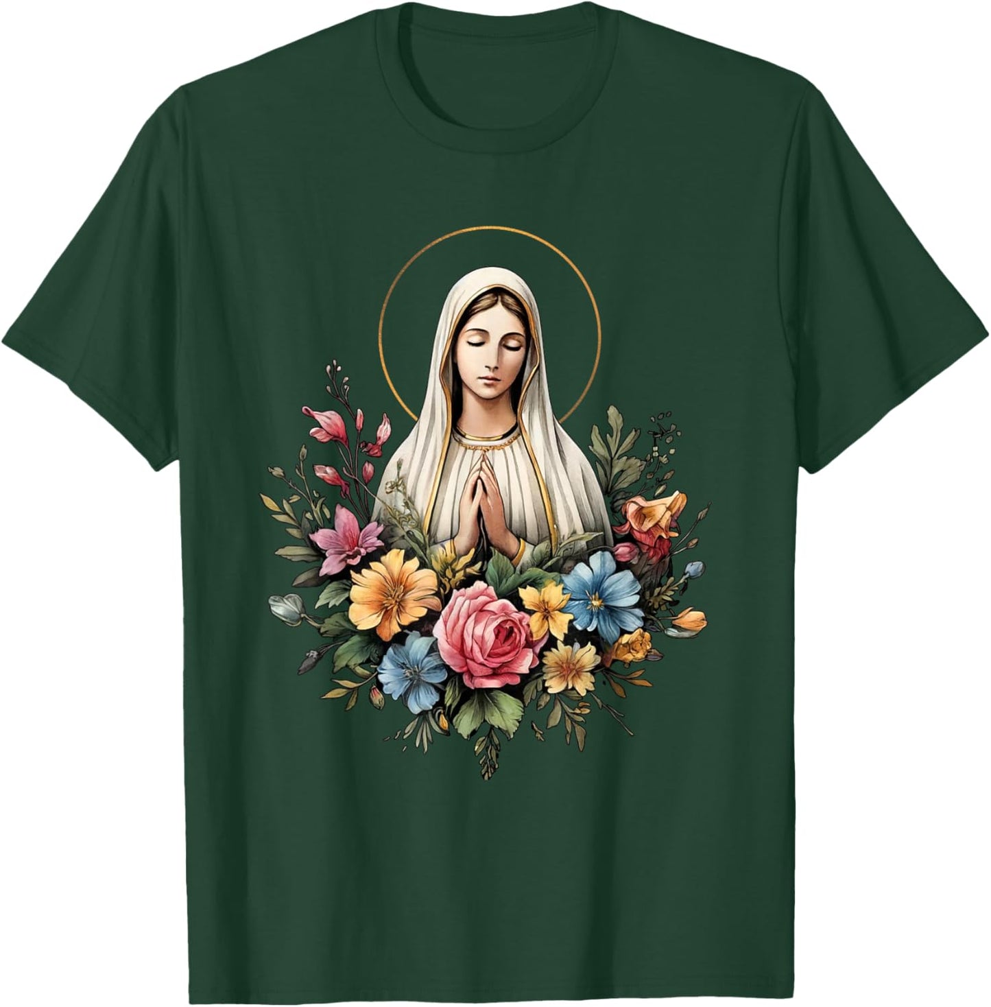 Our Lady of Fatima Mother Mary Saint Mary Powerful Symbol T-Shirt - T-Shirt | Forest
