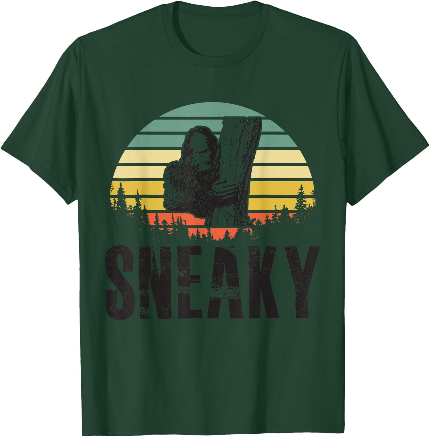 Sasquatch Sneaky, Sneaky Retro Bigfoot T-Shirt - T-Shirt | Forest