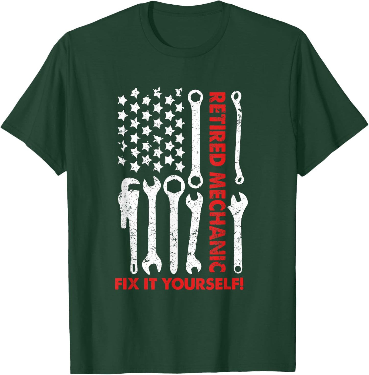 Ph America Flag Retired Mechanic 2021 Retirement T-Shirt - T-Shirt | Forest