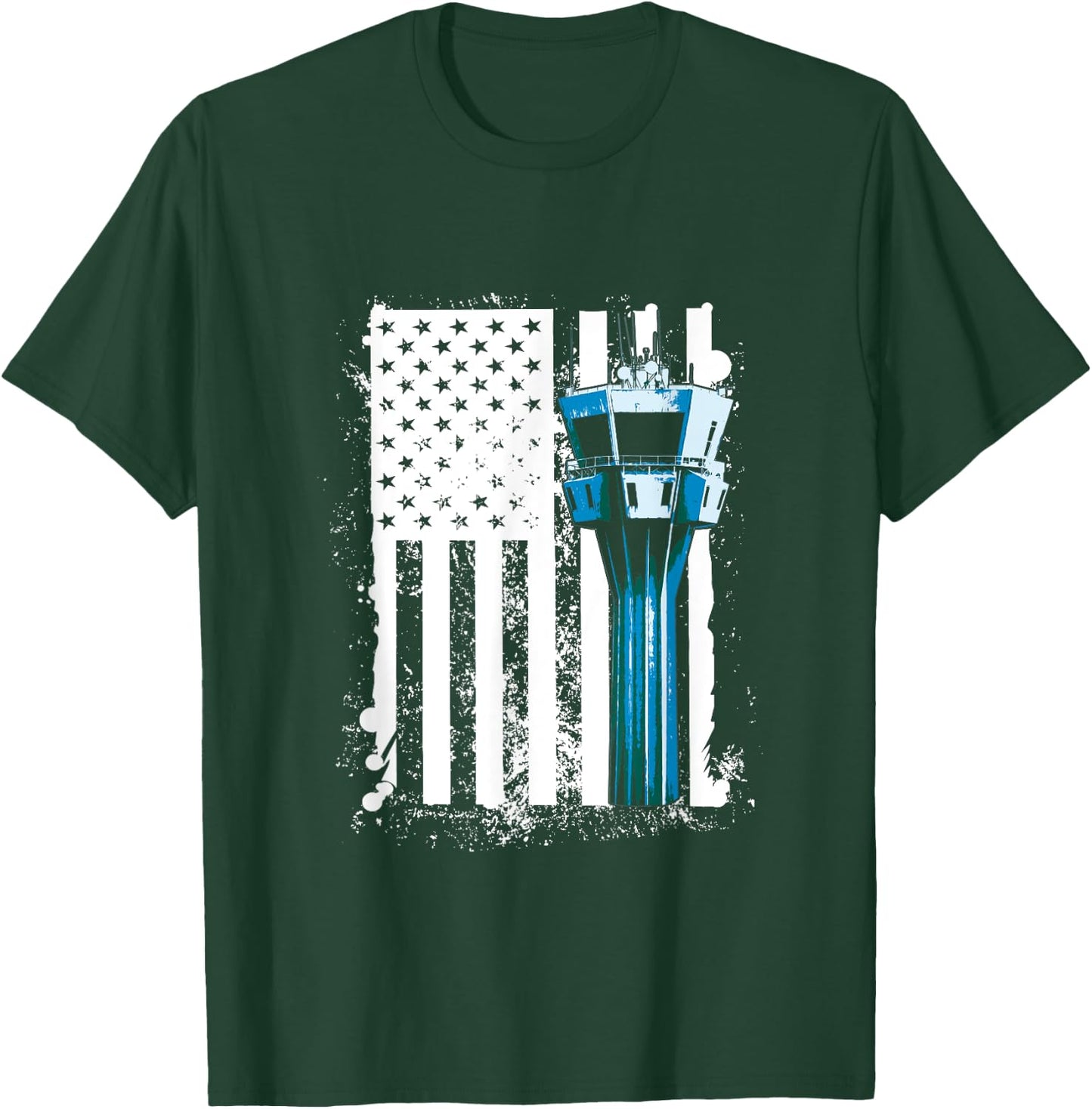 Air Traffic Controller US Flag ATC Flight Control T-Shirt - T-Shirt | Forest