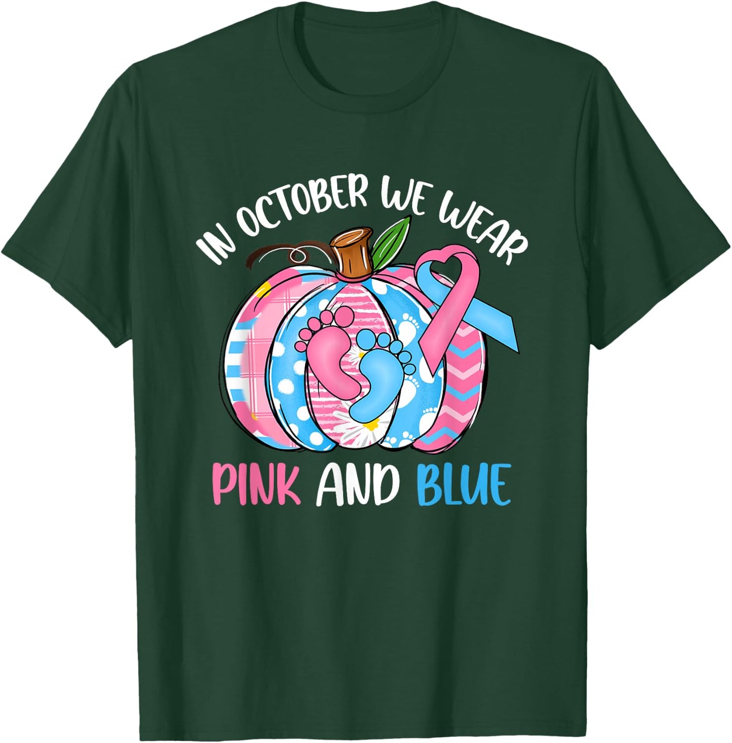 In October We Wear Pink Blue Pumpkin Pregnancy & Infant Loss T-Shirt - T-Shirt | Forest