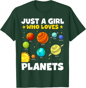 Just A Girl Who Loves Planets Solar System Space Science T-Shirt - T-Shirt | Forest