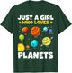 Just A Girl Who Loves Planets Solar System Space Science T-Shirt - T-Shirt | Forest