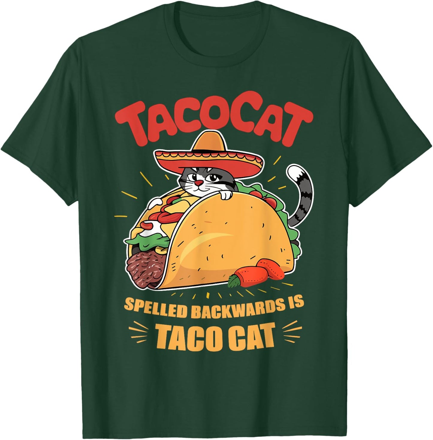 Taco Cat Funny Cinco De Mayo Women Kids T-Shirt - T-Shirt | Forest