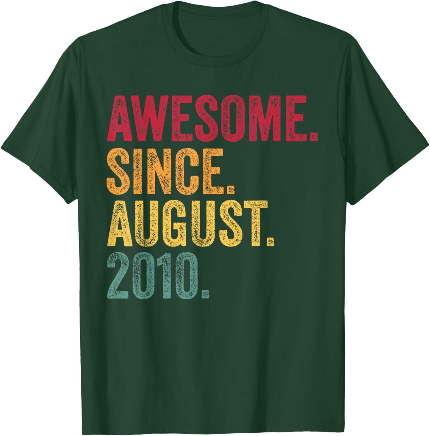 Born In August 2010 16th Birthday Gift 16 Years Old Retro T-Shirt - T-Shirt | Forest