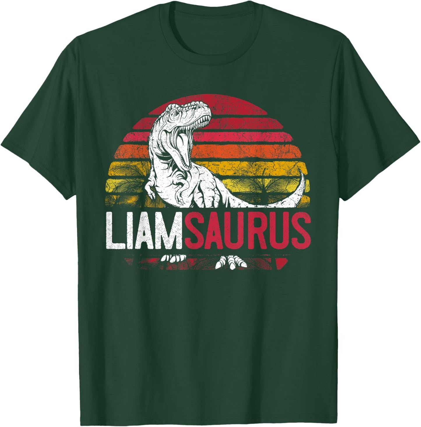 Liam Saurus Funny Personalized Dinosaur T Rex Name Boys Gift T-Shirt - T-Shirt | Forest