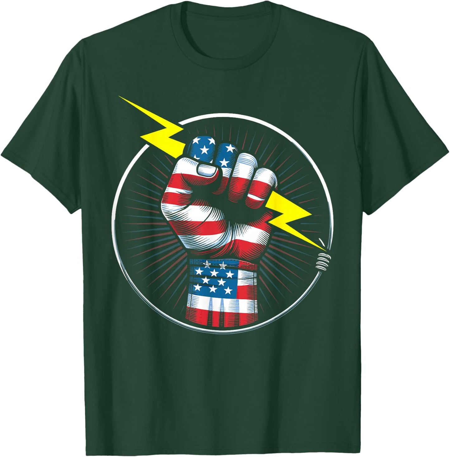 Electrician hero American flag electrical worker T-Shirt - T-Shirt | Forest